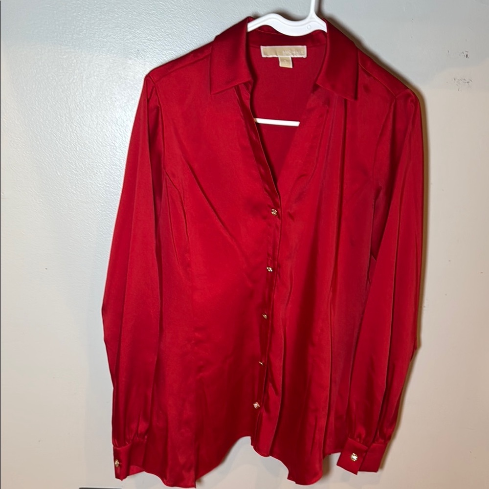 Michael Kors Red Button-Up Blouse